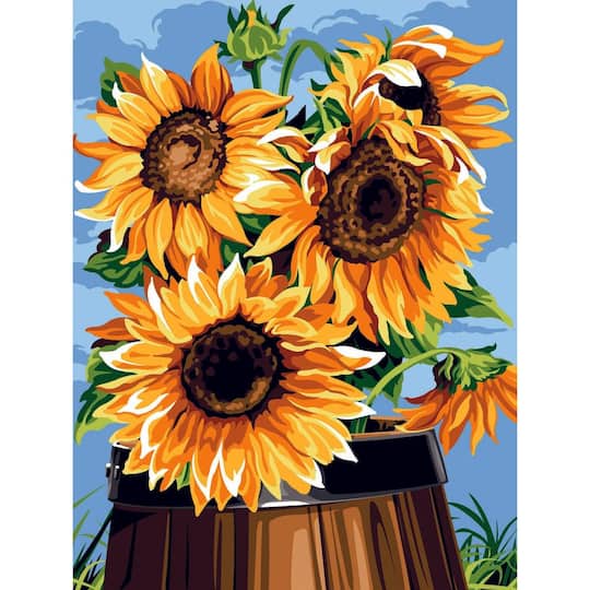 Seg De Paris The Barrel Canvas Sunflowers Printed Tapestry Needlepoint canvas